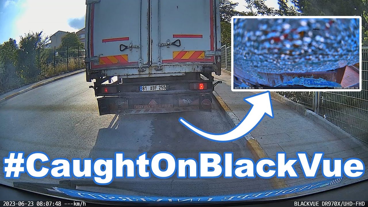 Truck Crashes Into A Parked Car, Driver Runs #CaughtOnBlackVue