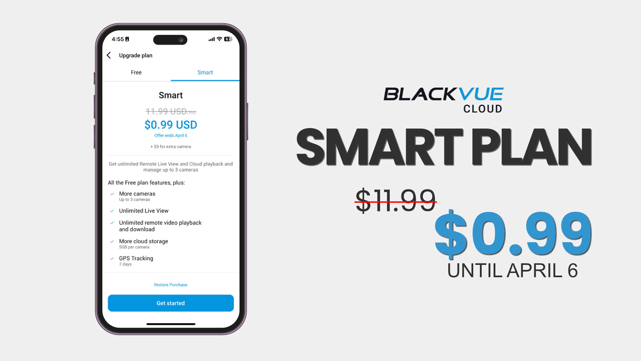 [BlackVue Cloud] Limited Time Discount – 1 Month Smart Plan for $0.99